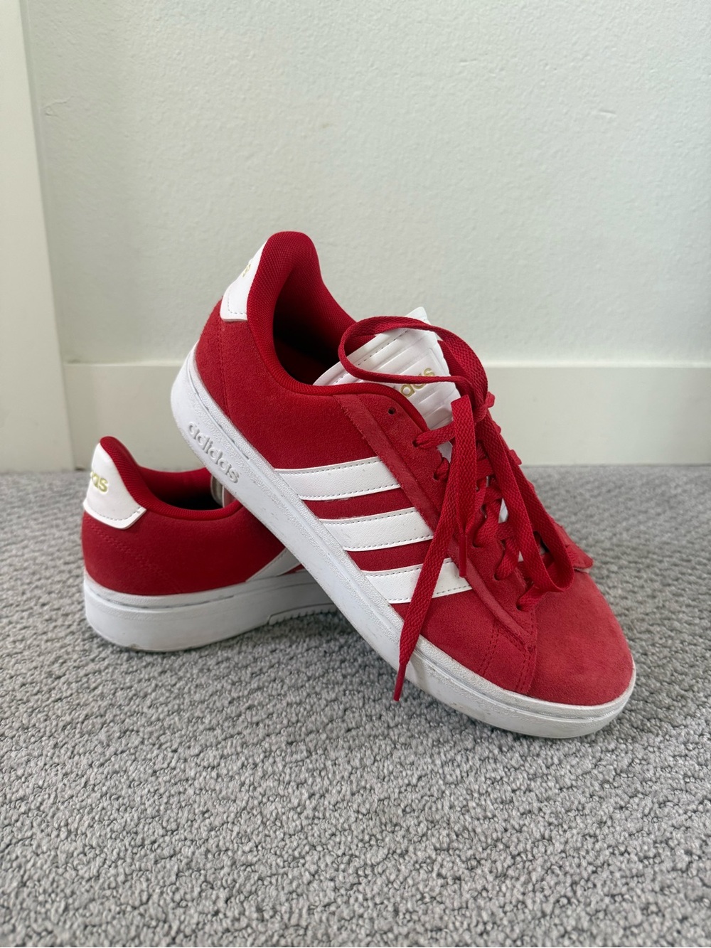 Adidas Woman’S Red and White Low-Top Sneakers
